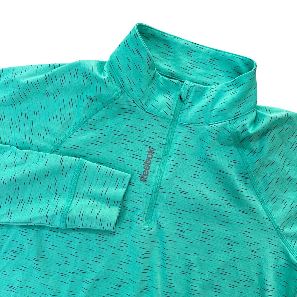 REEBOKโ Quarter Zip Pullover Womens Small Teal Athletic Running Top